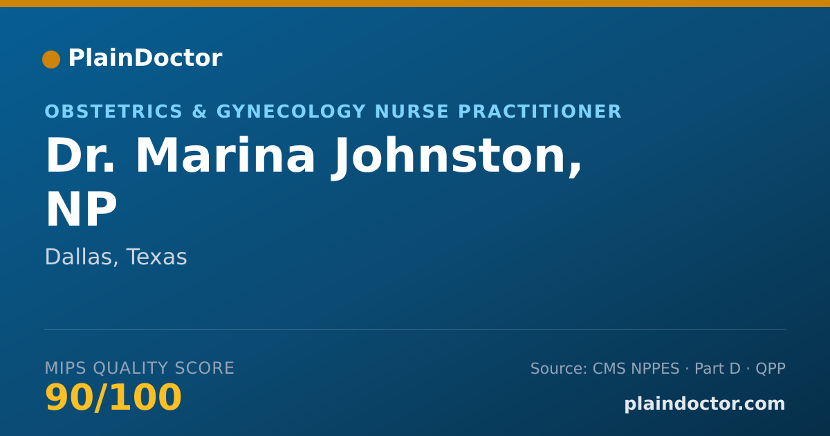 Shareable card for Marina Johnston, NP - Obstetrics & Gynecology Nurse Practitioner, Dallas, TX