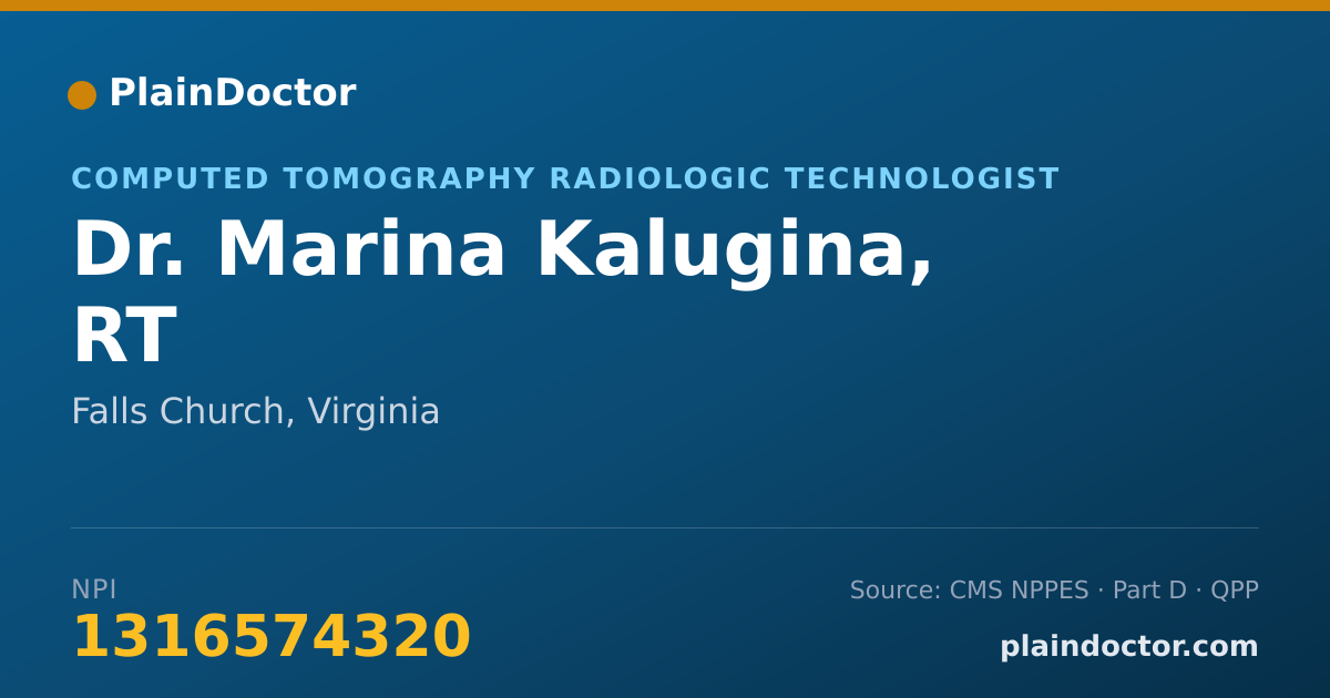Shareable card for Marina Kalugina, RT - Computed Tomography Radiologic Technologist, Falls Church, VA