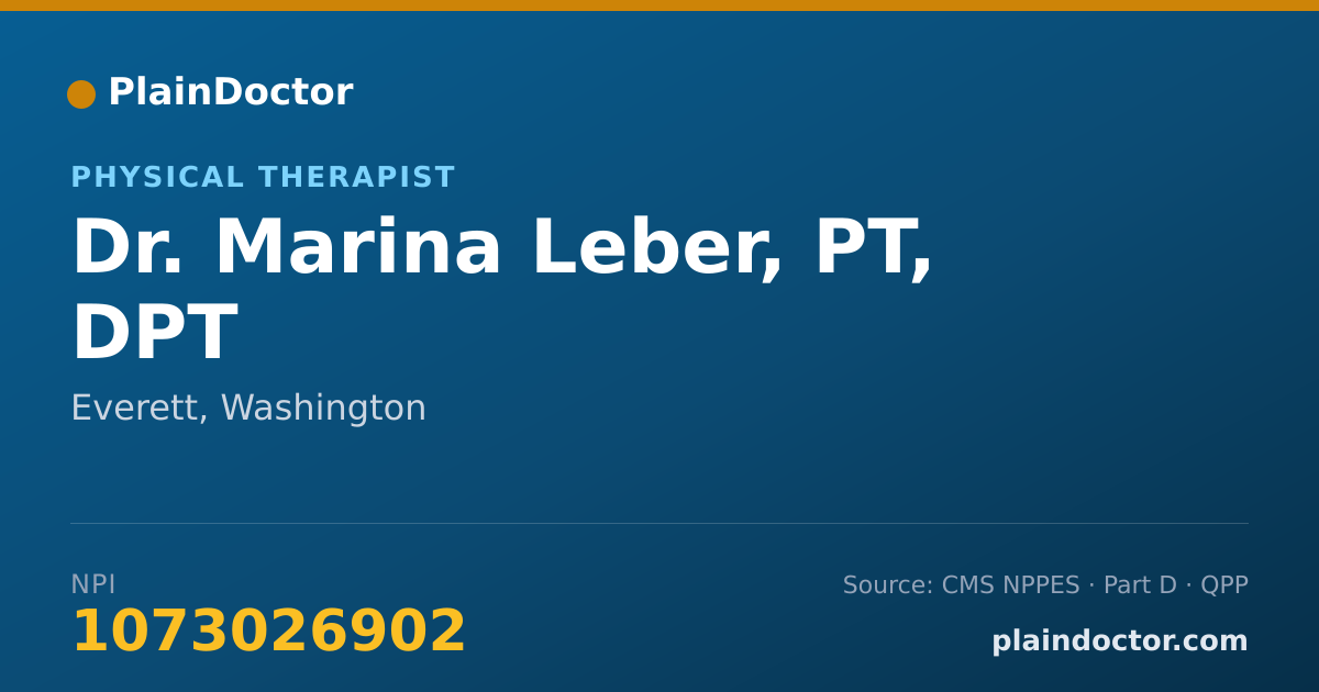 Shareable card for Marina Leber, PT, DPT - Physical Therapist, Everett, WA