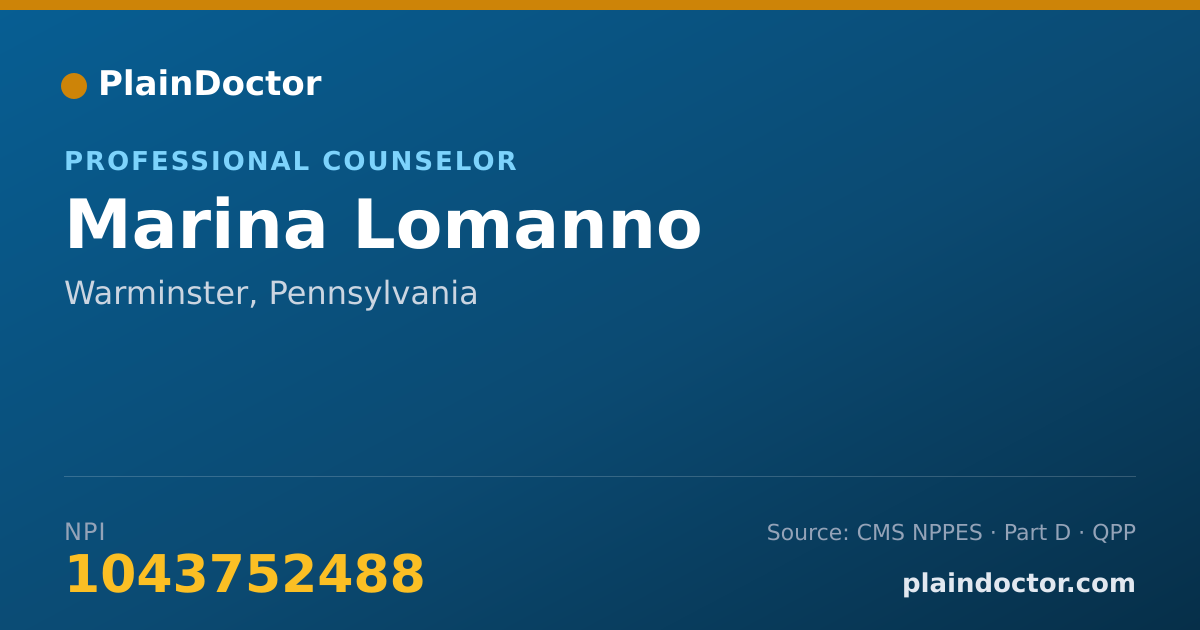 Shareable card for Marina Lomanno - Professional Counselor, Warminster, PA