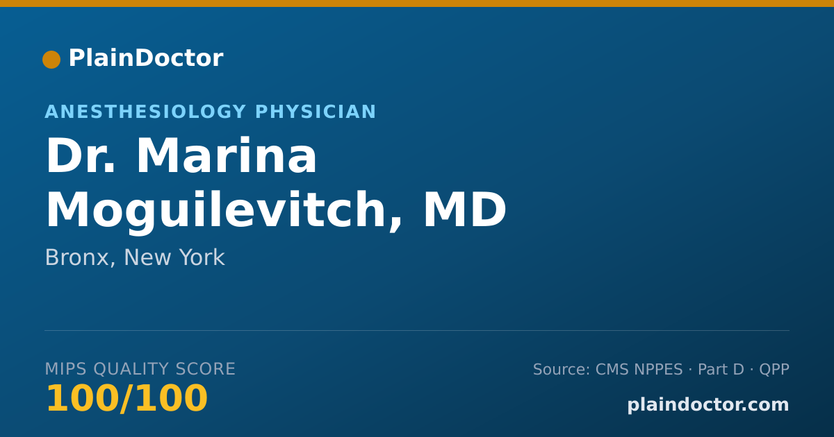 Shareable card for Marina Moguilevitch, MD - Anesthesiology Physician, Bronx, NY