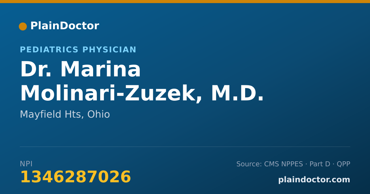 Shareable card for Marina Molinari-Zuzek, M.D. - Pediatrics Physician, Mayfield Hts, OH