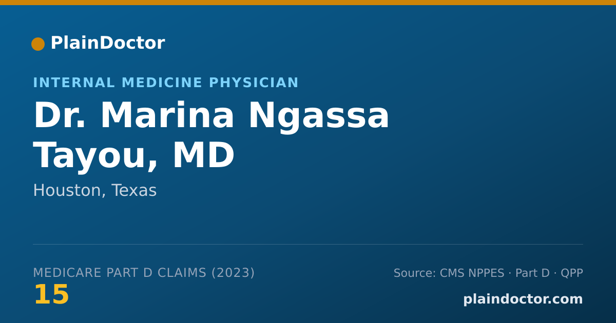 Shareable card for Marina Ngassa Tayou, MD - Internal Medicine Physician, Houston, TX