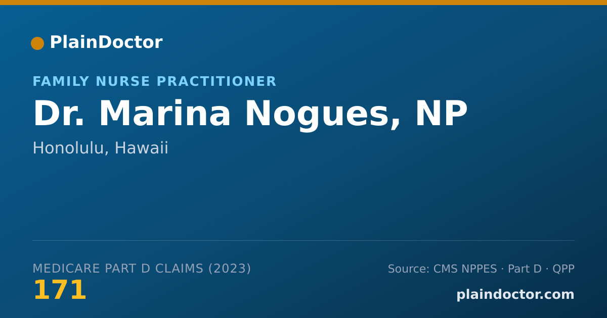 Shareable card for Marina Nogues, NP - Family Nurse Practitioner, Honolulu, HI
