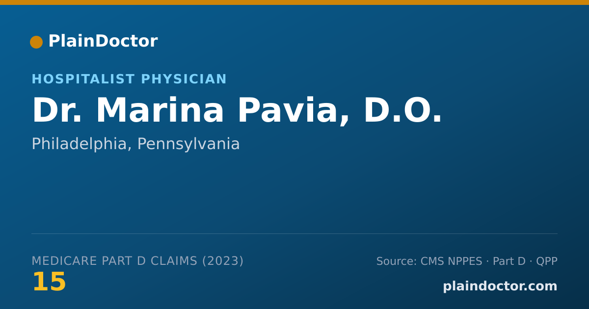 Shareable card for Marina Pavia, D.O. - Hospitalist Physician, Philadelphia, PA