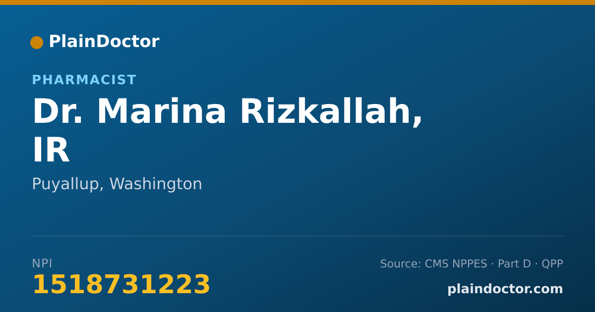 Shareable card for Marina Rizkallah, IR - Pharmacist, Puyallup, WA