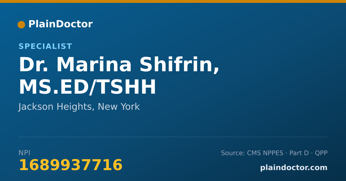 Shareable card for Marina Shifrin, MS.ED/TSHH - Specialist, Jackson Heights, NY