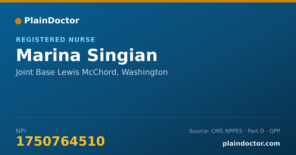 Shareable card for Marina Singian - Registered Nurse, Joint Base Lewis McChord, WA