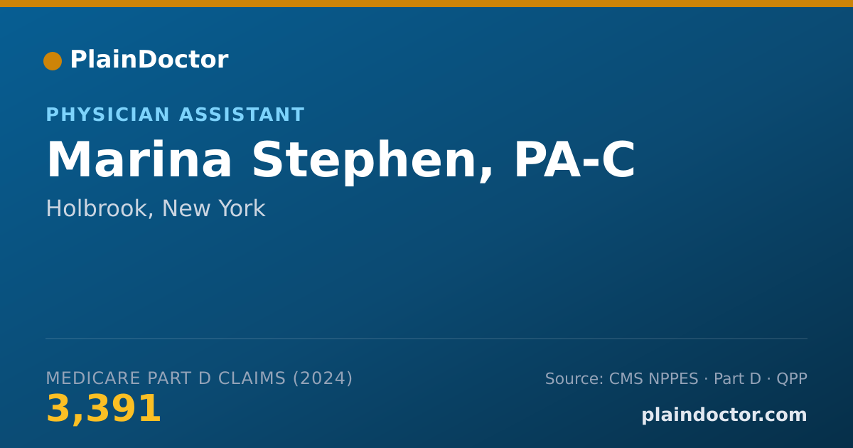 Shareable card for Marina Stephen, PA-C - Physician Assistant, Holbrook, NY
