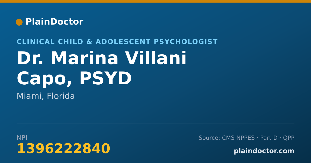 Shareable card for Marina Villani Capo, PSYD - Clinical Child & Adolescent Psychologist, Miami, FL