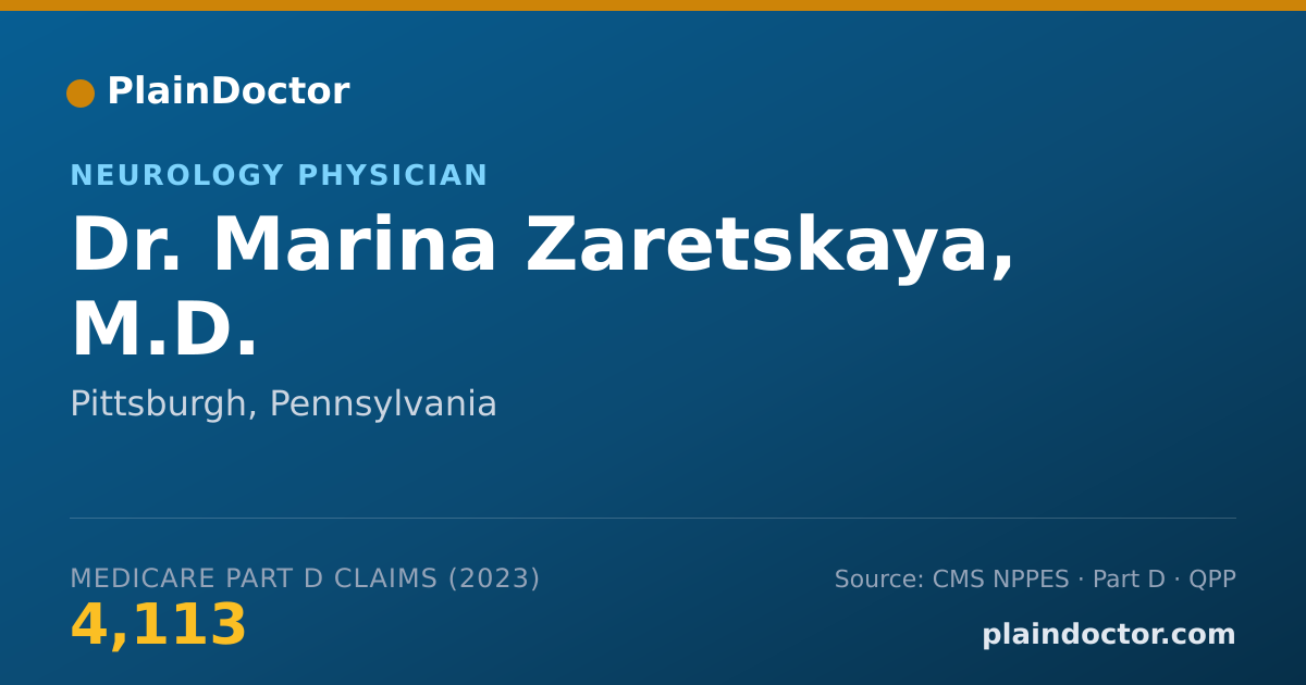 Shareable card for Marina Zaretskaya, M.D. - Neurology Physician, Pittsburgh, PA