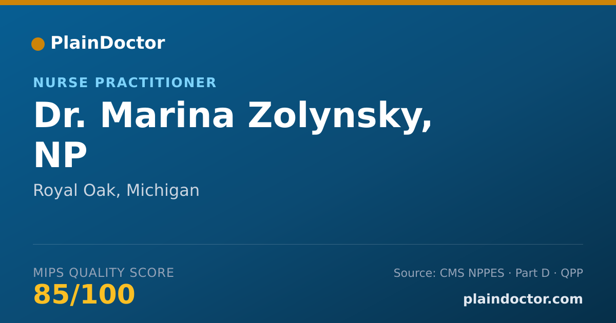 Shareable card for Marina Zolynsky, NP - Nurse Practitioner, Royal Oak, MI