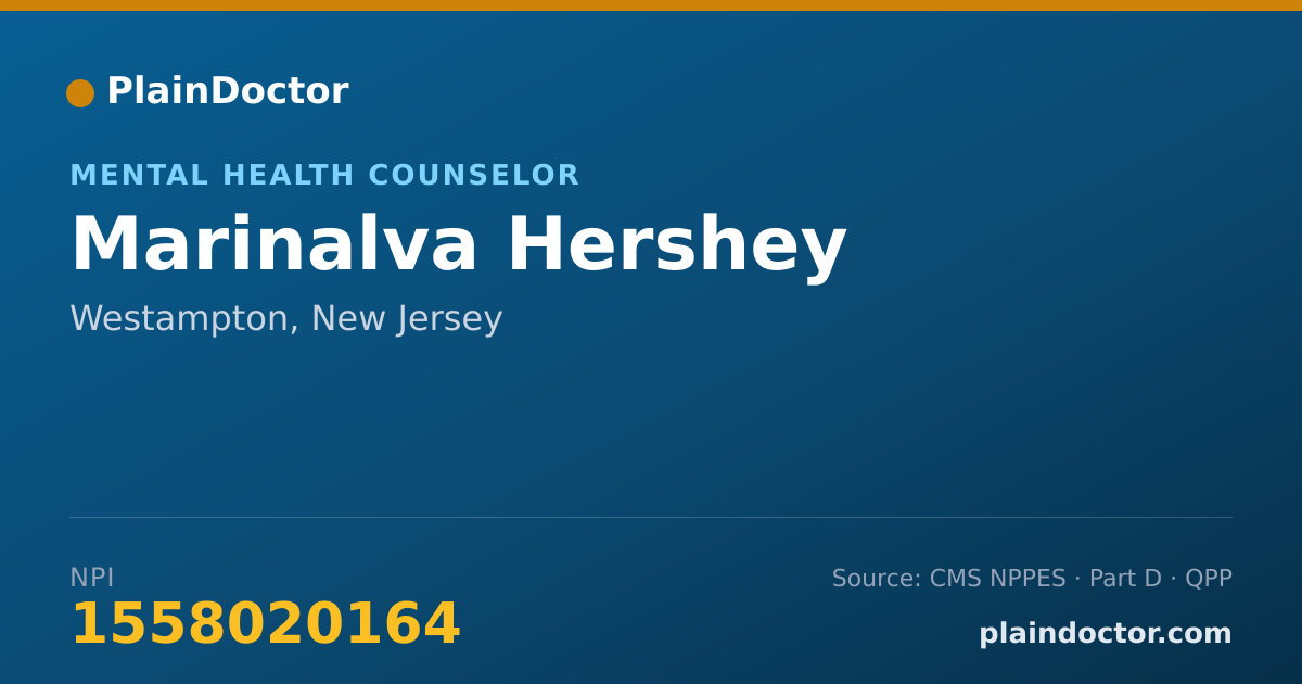 Shareable card for Marinalva Hershey - Mental Health Counselor, Westampton, NJ
