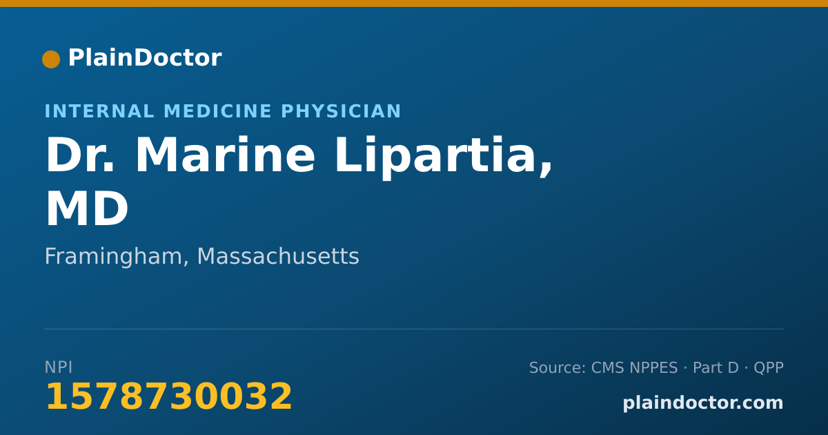 Shareable card for Marine Lipartia, MD - Internal Medicine Physician, Framingham, MA