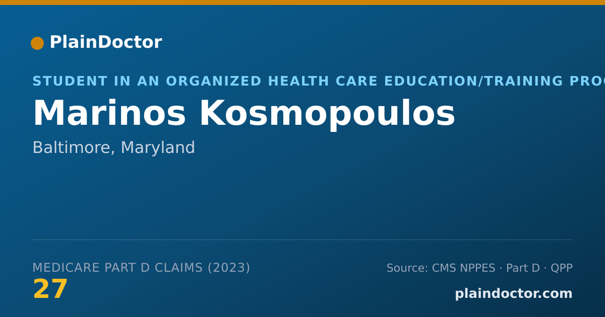 Shareable card for Marinos Kosmopoulos - Student in an Organized Health Care Education/Training Program, Baltimore, MD