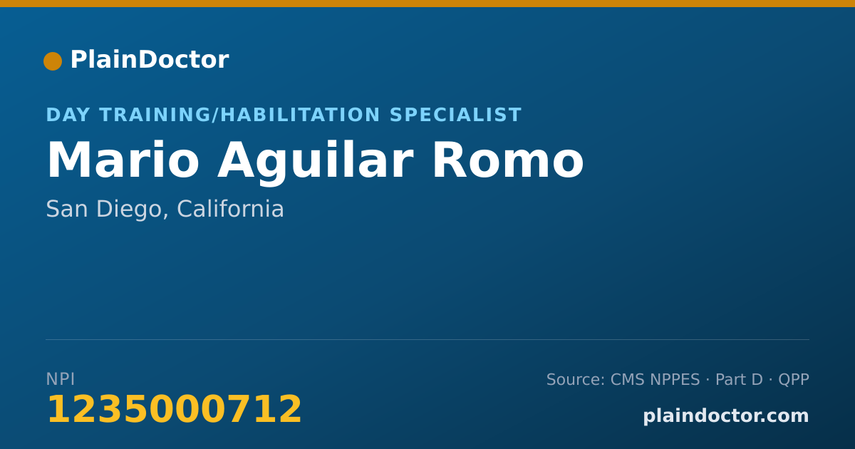 Shareable card for Mario Aguilar Romo - Day Training/Habilitation Specialist, San Diego, CA