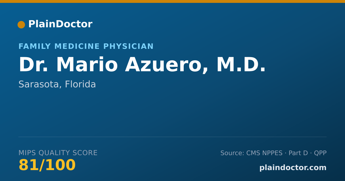 Shareable card for Mario Azuero, M.D. - Family Medicine Physician, Sarasota, FL