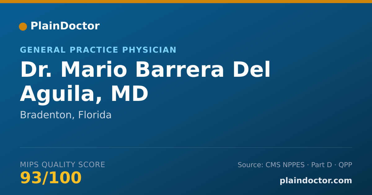 Shareable card for Mario Barrera Del Aguila, MD - General Practice Physician, Bradenton, FL