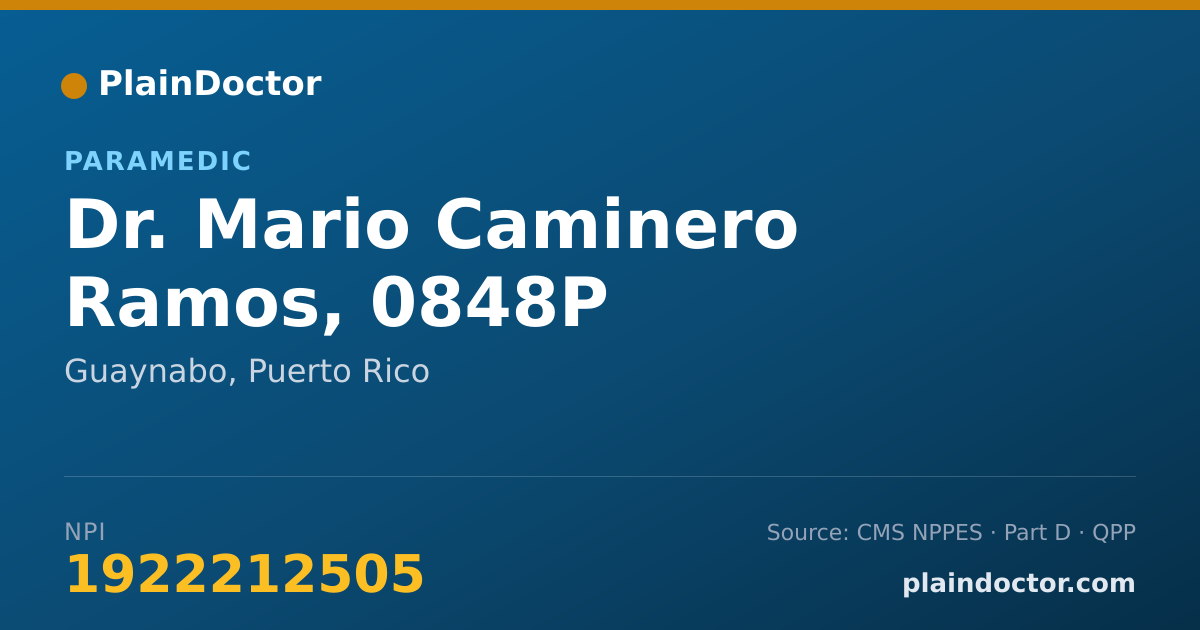 Shareable card for Mario Caminero Ramos, 0848P - Paramedic, Guaynabo, PR