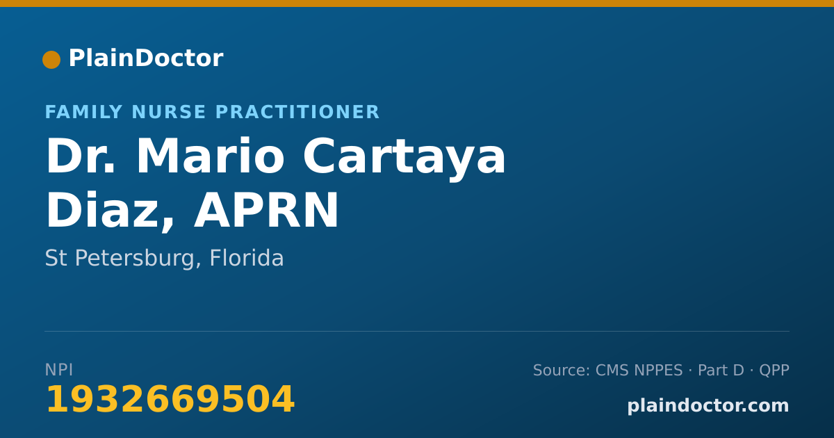 Shareable card for Mario Cartaya Diaz, APRN - Family Nurse Practitioner, St Petersburg, FL