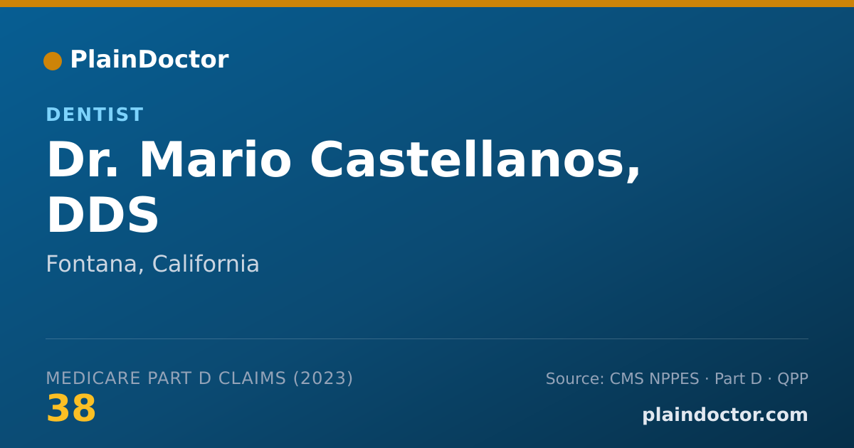 Shareable card for Mario Castellanos, DDS - Dentist, Fontana, CA