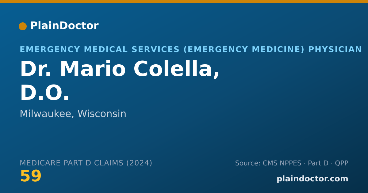 Shareable card for Mario Colella, D.O. - Emergency Medical Services (Emergency Medicine) Physician, Milwaukee, WI