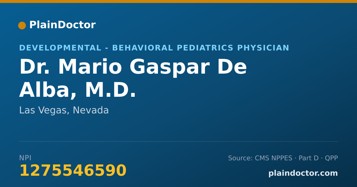Shareable card for Mario Gaspar De Alba, M.D. - Developmental - Behavioral Pediatrics Physician, Las Vegas, NV