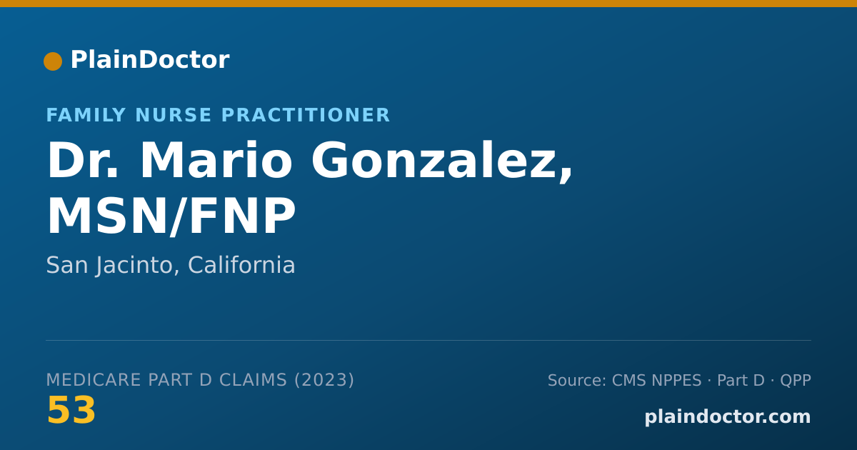 Shareable card for Mario Gonzalez, MSN/FNP - Family Nurse Practitioner, San Jacinto, CA