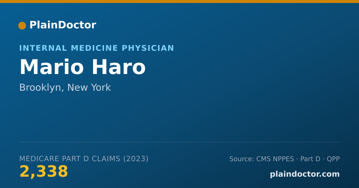 Shareable card for Mario Haro - Internal Medicine Physician, Brooklyn, NY