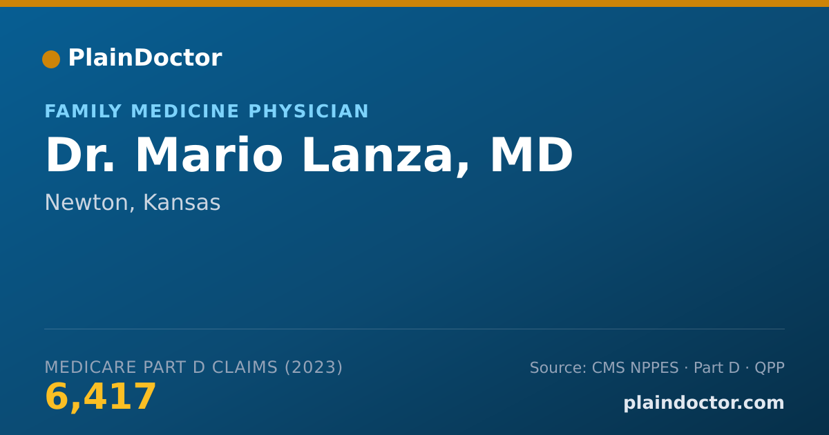 Shareable card for Mario Lanza, MD - Family Medicine Physician, Newton, KS