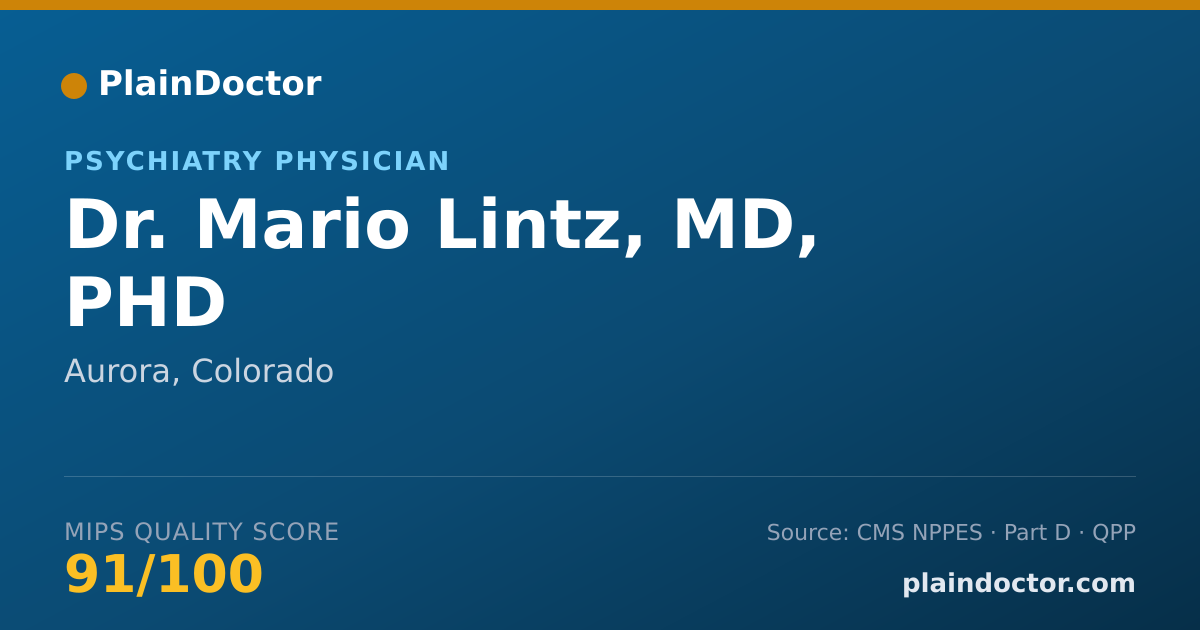 Shareable card for Mario Lintz, MD, PHD - Child & Adolescent Psychiatry Physician, Aurora, CO