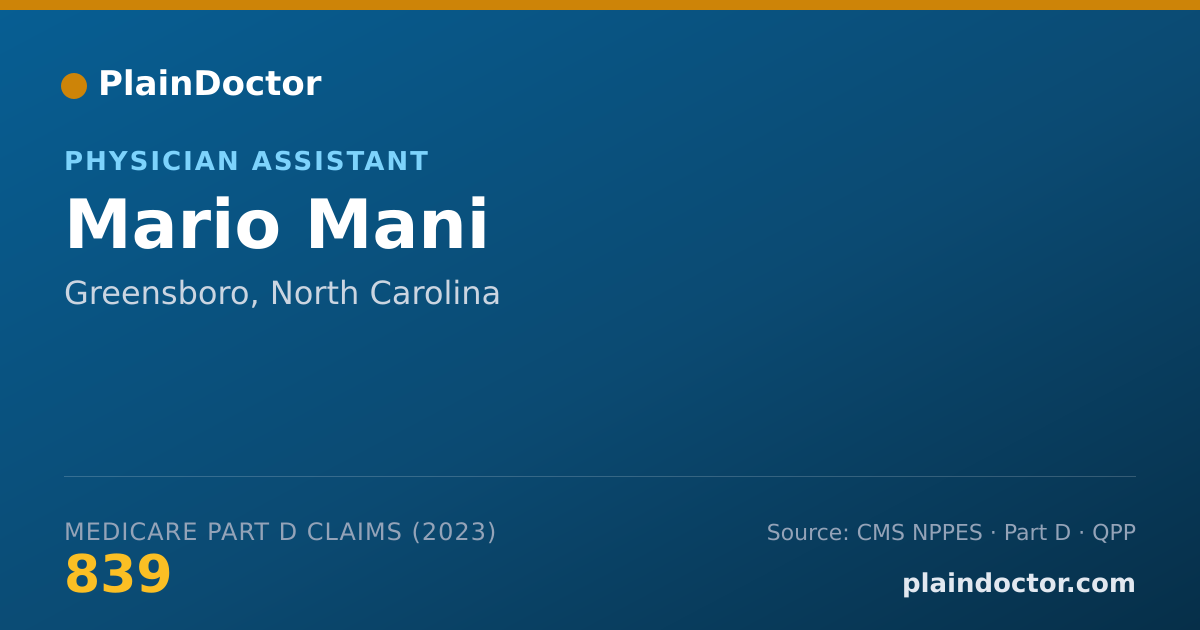Shareable card for Mario Mani - Physician Assistant, Greensboro, NC