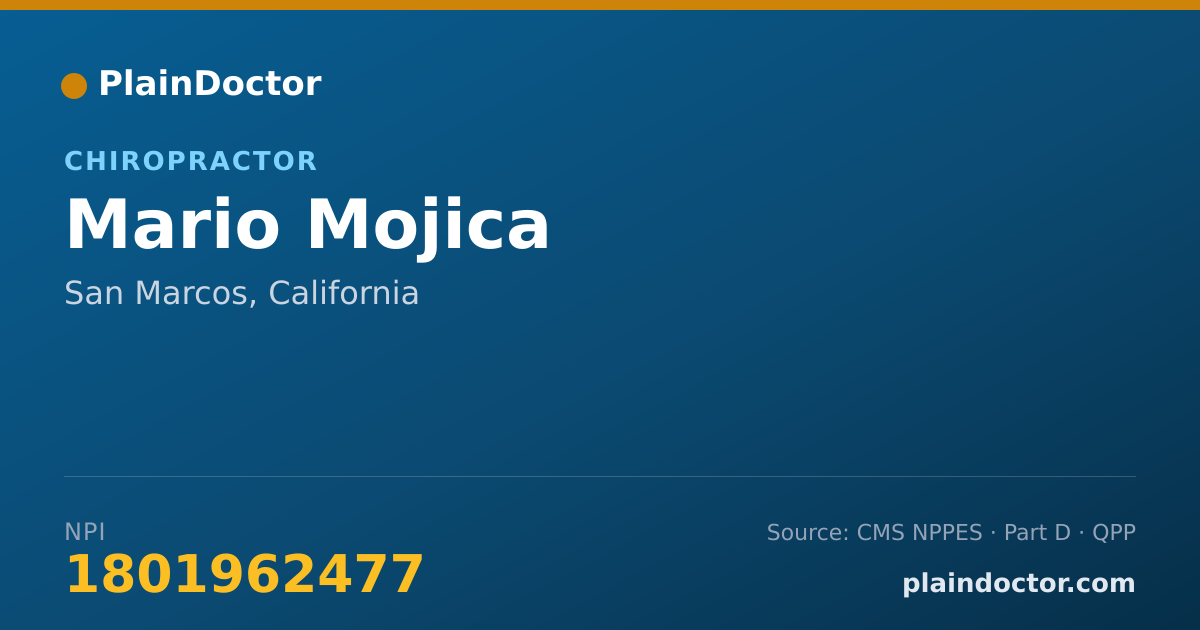 Shareable card for Mario Mojica - Chiropractor, San Marcos, CA
