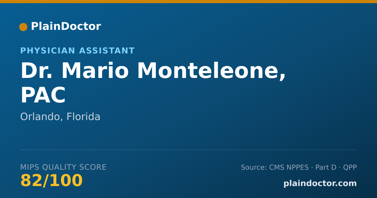 Shareable card for Mario Monteleone, PAC - Physician Assistant, Orlando, FL