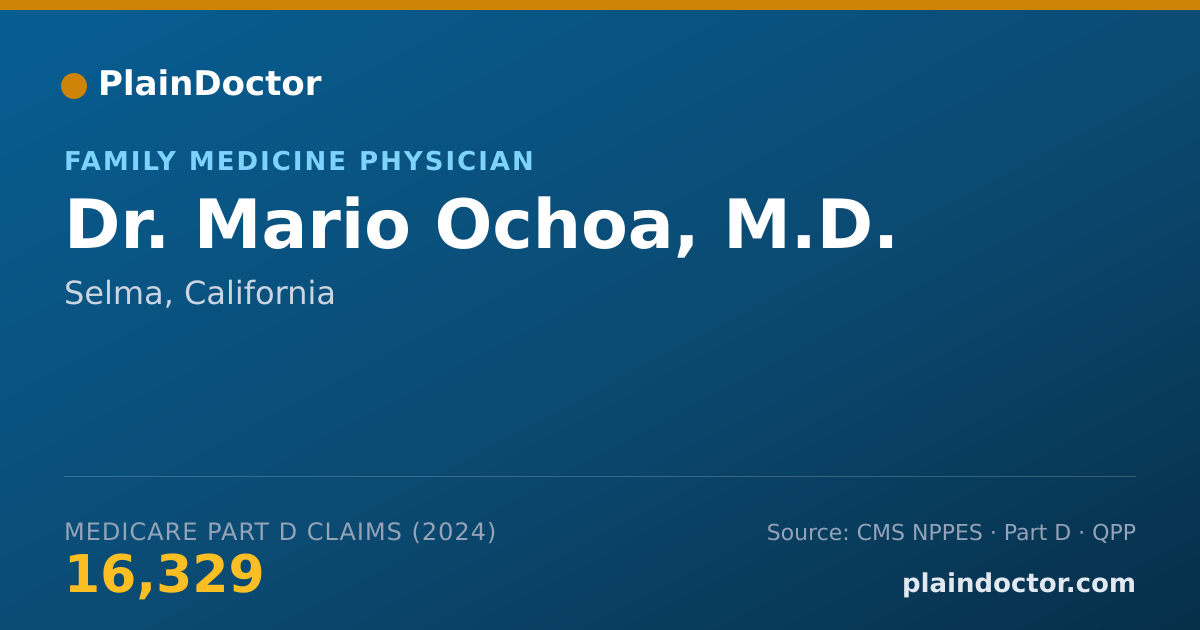 Shareable card for Mario Ochoa, M.D. - Family Medicine Physician, Selma, CA