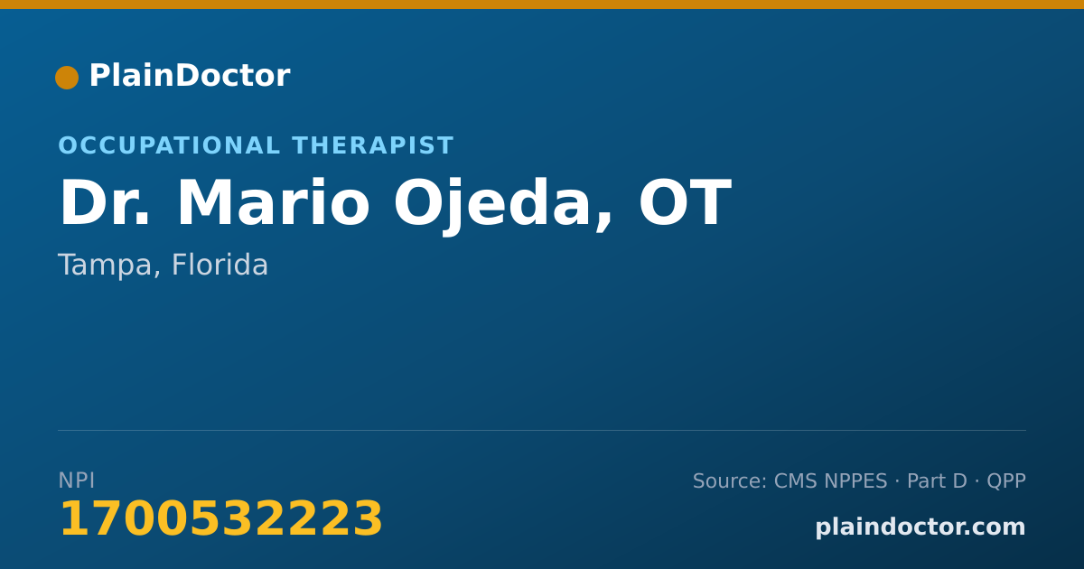 Shareable card for Mario Ojeda, OT - Occupational Therapist, Tampa, FL