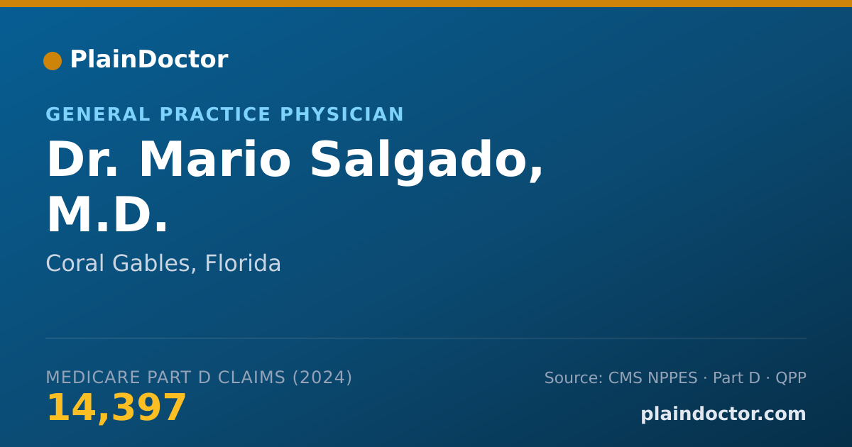 Shareable card for Mario Salgado, M.D. - General Practice Physician, Coral Gables, FL
