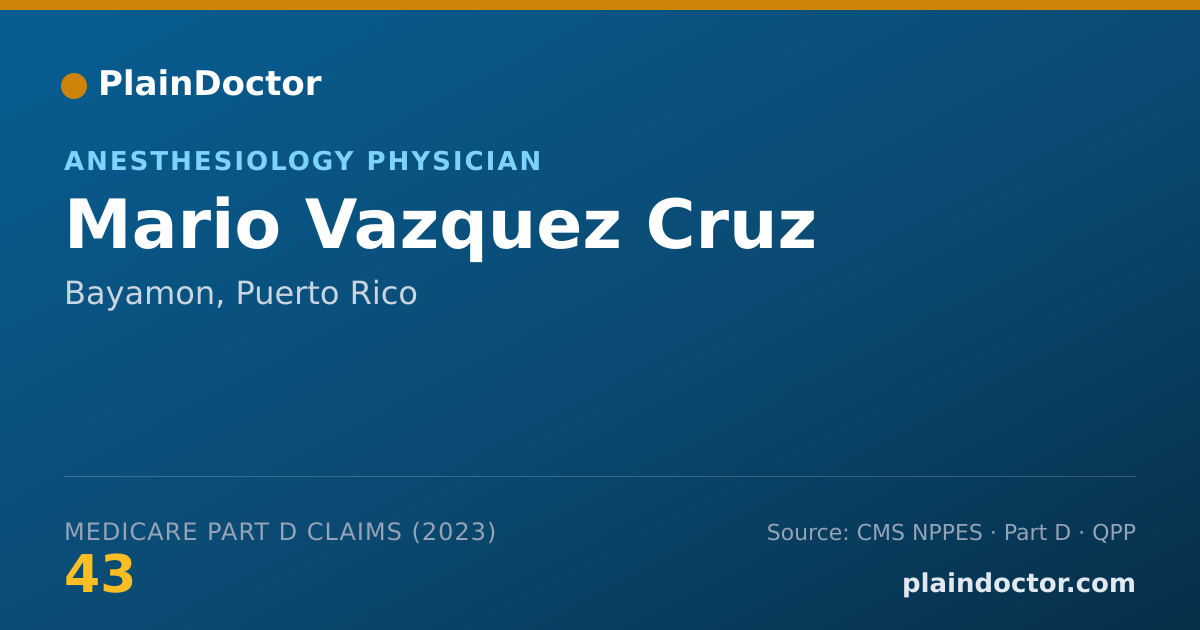 Shareable card for Mario Vazquez Cruz - Anesthesiology Physician, Bayamon, PR