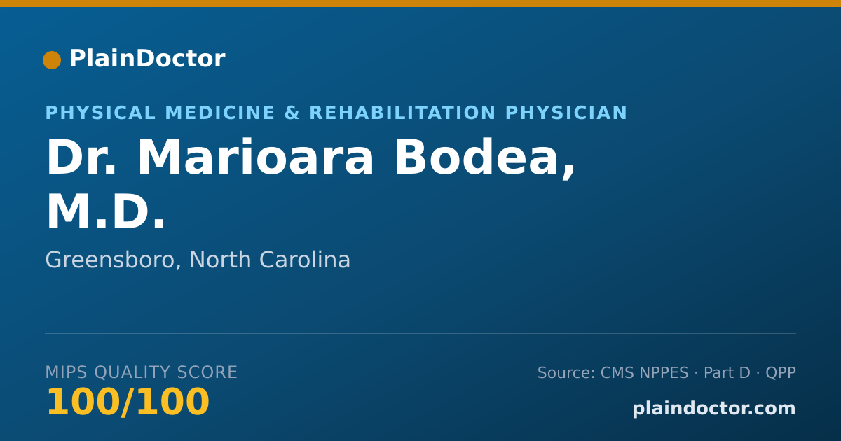Shareable card for Marioara Bodea, M.D. - Physical Medicine & Rehabilitation Physician, Greensboro, NC