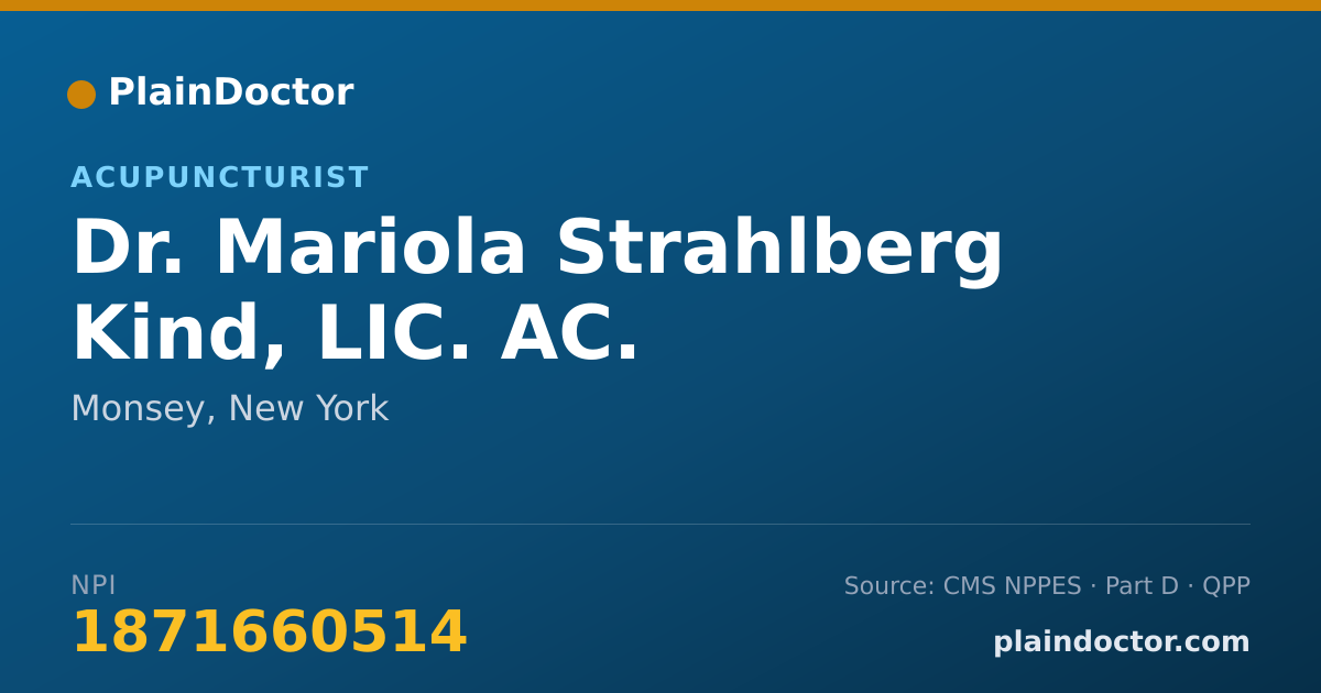 Shareable card for Mariola Strahlberg Kind, LIC. AC. - Acupuncturist, Monsey, NY