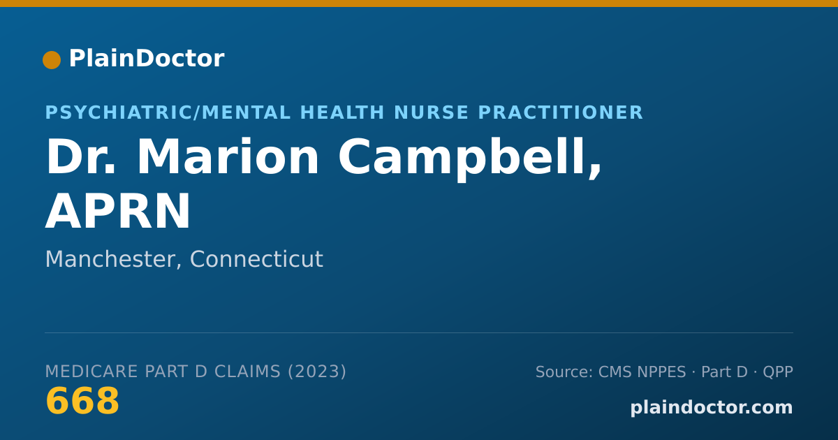Shareable card for Marion Campbell, APRN - Psychiatric/Mental Health Nurse Practitioner, Manchester, CT