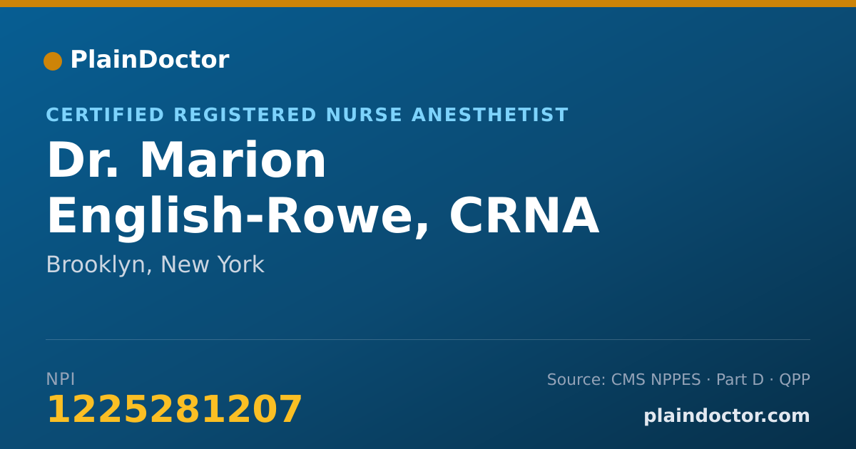 Shareable card for Marion English-Rowe, CRNA - Certified Registered Nurse Anesthetist, Brooklyn, NY
