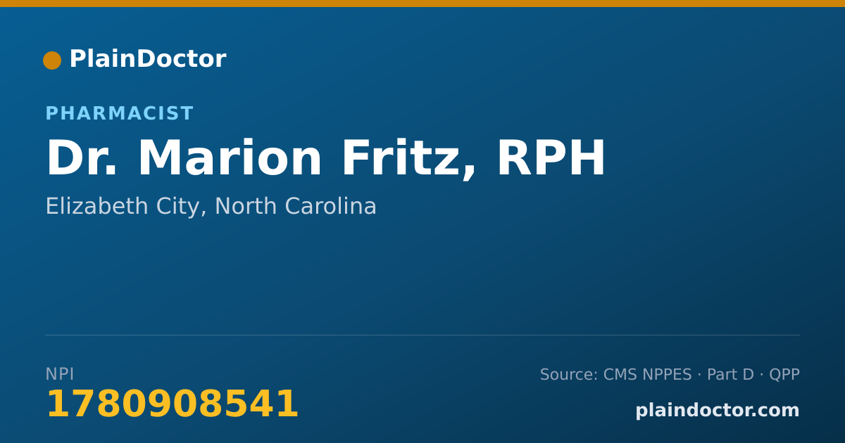 Shareable card for Marion Fritz, RPH - Pharmacist, Elizabeth City, NC