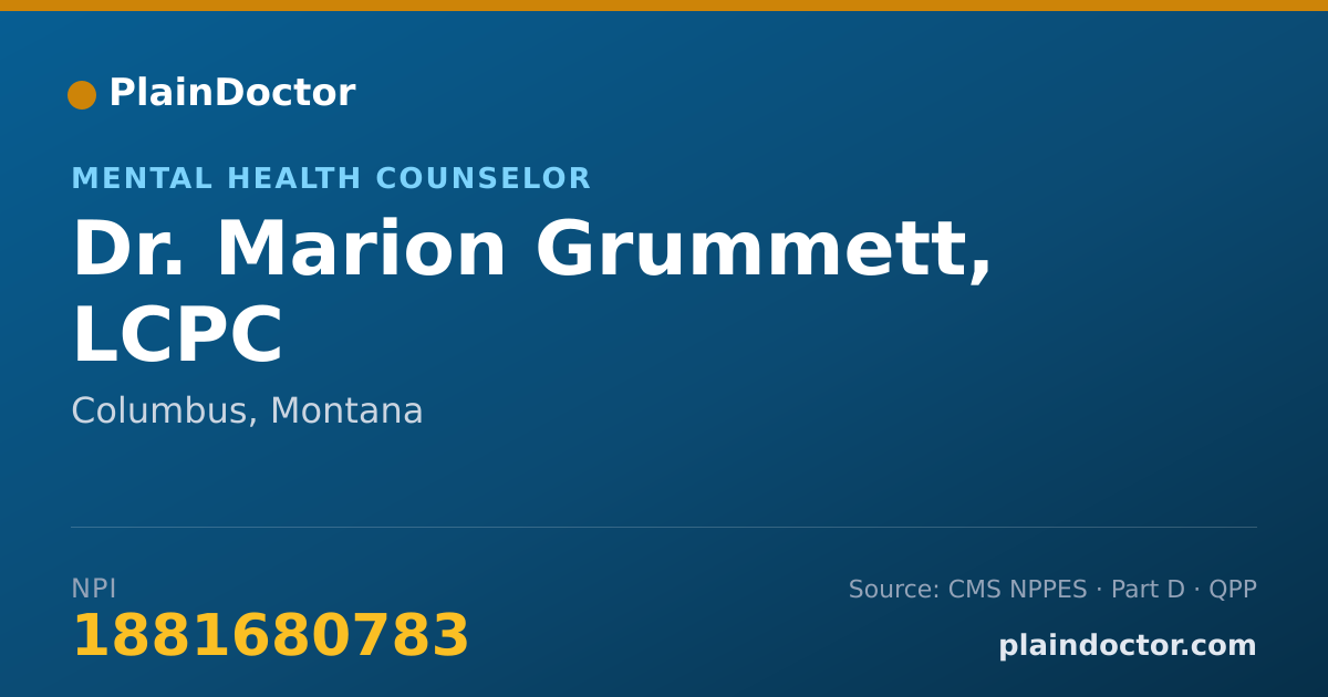 Shareable card for Marion Grummett, LCPC - Mental Health Counselor, Columbus, MT