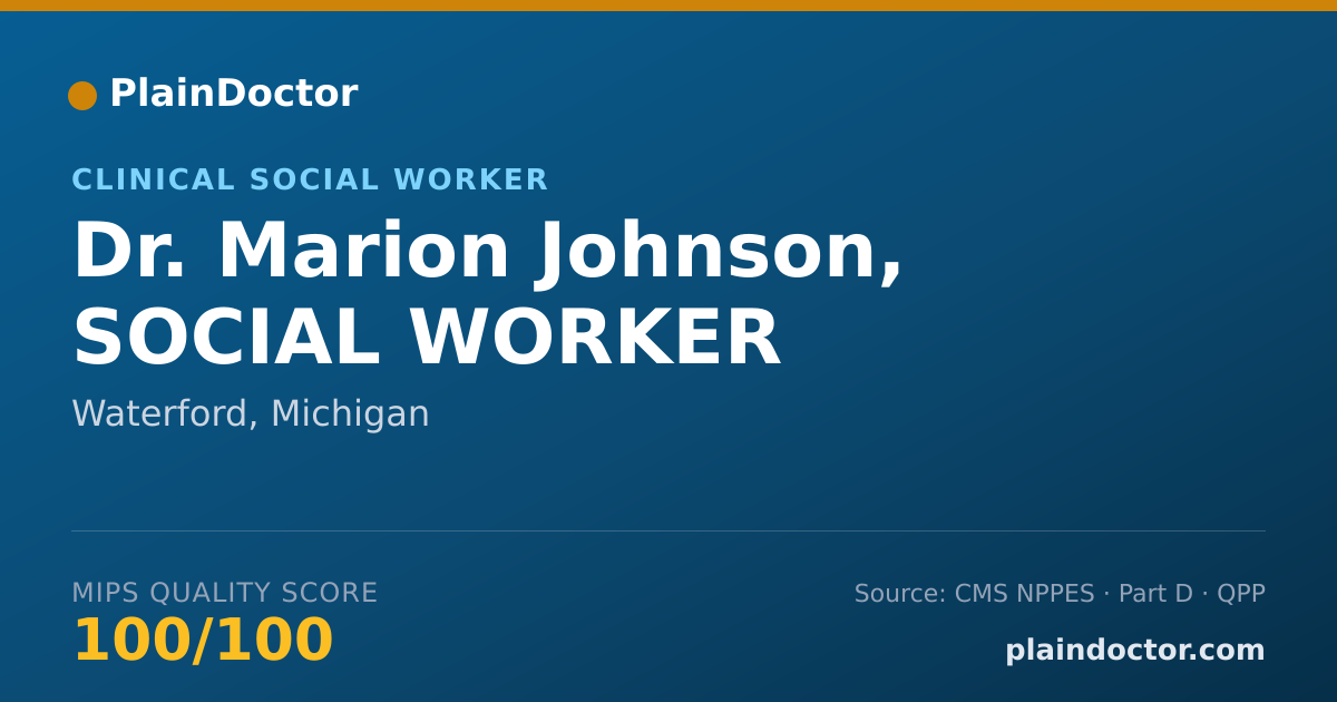 Shareable card for Marion Johnson, SOCIAL WORKER - Clinical Social Worker, Waterford, MI
