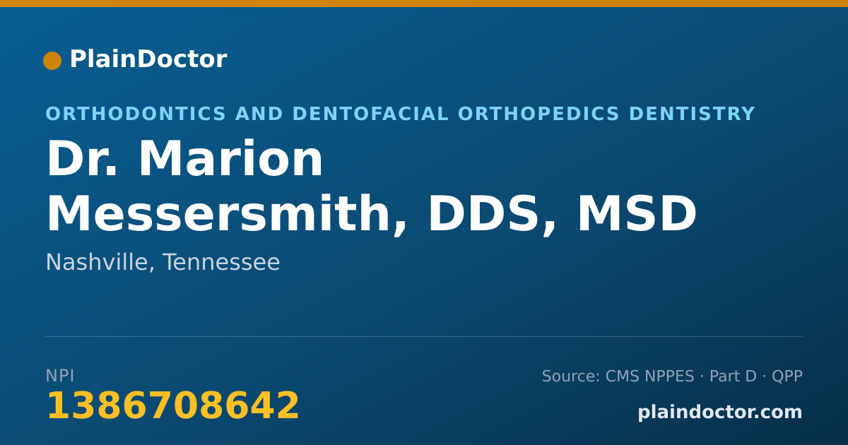 Shareable card for Marion Messersmith, DDS, MSD - Orthodontics and Dentofacial Orthopedics Dentistry, Nashville, TN