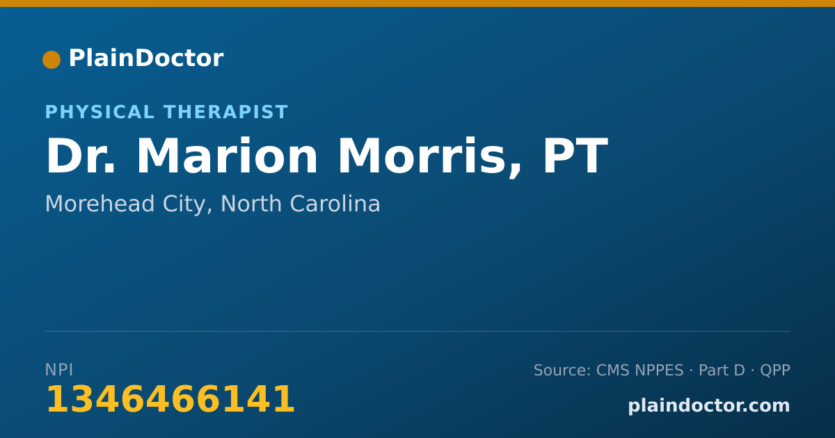 Shareable card for Marion Morris, PT - Physical Therapist, Morehead City, NC