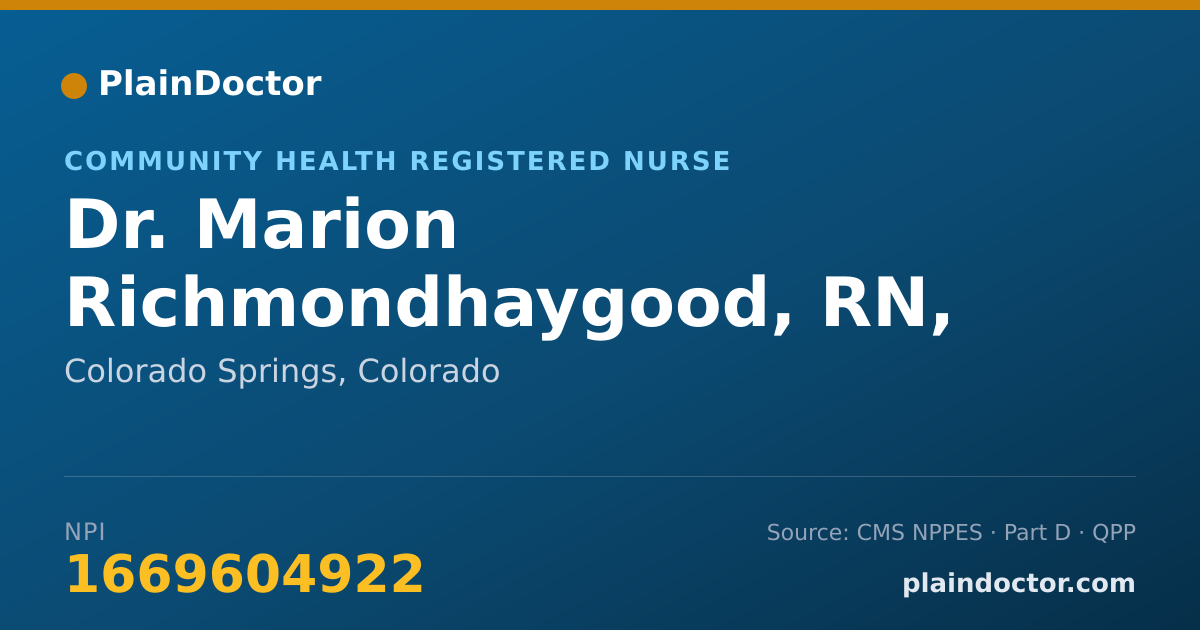 Shareable card for Marion Richmondhaygood, RN, PHN - Community Health Registered Nurse, Colorado Springs, CO
