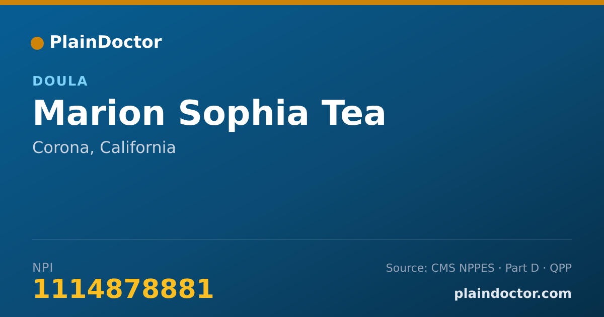 Shareable card for Marion Sophia Tea - Doula, Corona, CA