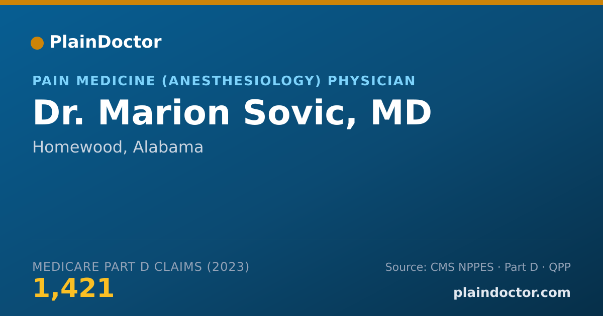 Shareable card for Marion Sovic, MD - Pain Medicine (Anesthesiology) Physician, Homewood, AL